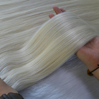 Cheveux humains de qualité supérieure, double trame, blond clair, texture russe, cuticules alignées, lisses et soyeux, en bandes adhésives