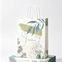 Sac cadeau en papier réutilisable, peint à la main, écologique, design abstrait, blocs de couleur Morandi, impression quadricolore, logo