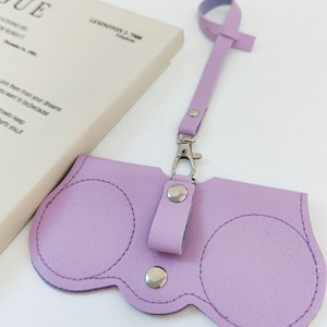 Leather Eyeglasses <b>Clip</b> Case Irregular Shape Portable <b>Mirror</b> Case For Women Spring 2023 Solid Color - Product Image 3