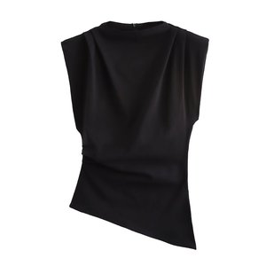 Ropa de <span class=keywords><strong>Mujer</strong></span>, Otoño 2025, Nuevo Diseño Irregular, Top sin Mangas con Hombros Descubiertos, Cintura Ajustada, <span class=keywords><strong>Camiseta</strong></span> Versátil - Product Image 3