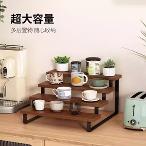<b>Desktop</b> <b>Shelf</b> 3 Tier Wood Metal Frame Storage Rack For Perfume Cosmetics Makeup Organizer Rectangular Standing Type - Product Image 2