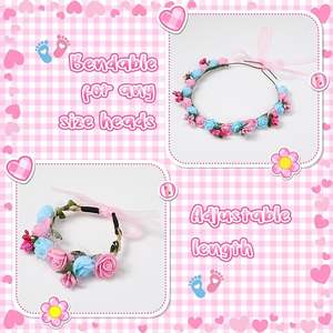 Écharpe de révélation de sexe garçon ou fille, écharpe de future maman, épingles de future papa avec bandeau fleuri et bracelet pour fête de révélation de sexe de bébé - Product Image 5