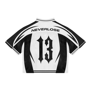 Tontons Custom Design Streetwear Mesh Boxy <b>Cropped</b> Football Jersey Unisex Sublimation Print Vintage T-shirt - Product Image 2