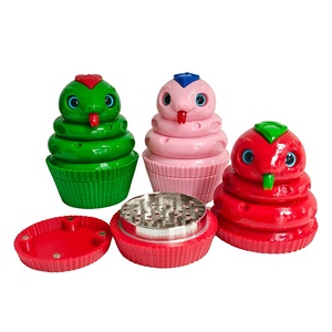 <b>Herb</b> <b>Grinder</b> Strawberry Shape Plastic Magnetic Lid Sharp Teeth Large Capacity Compact Portable Colorful Design - Product Image 4