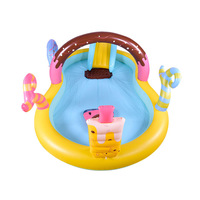 Piscine gonflable en PVC de style nouveau, respectueuse de l'environnement, avec toboggan sur le thème des bonbons et arroseurs, 320x105x192cm, aire de jeux pour enfants