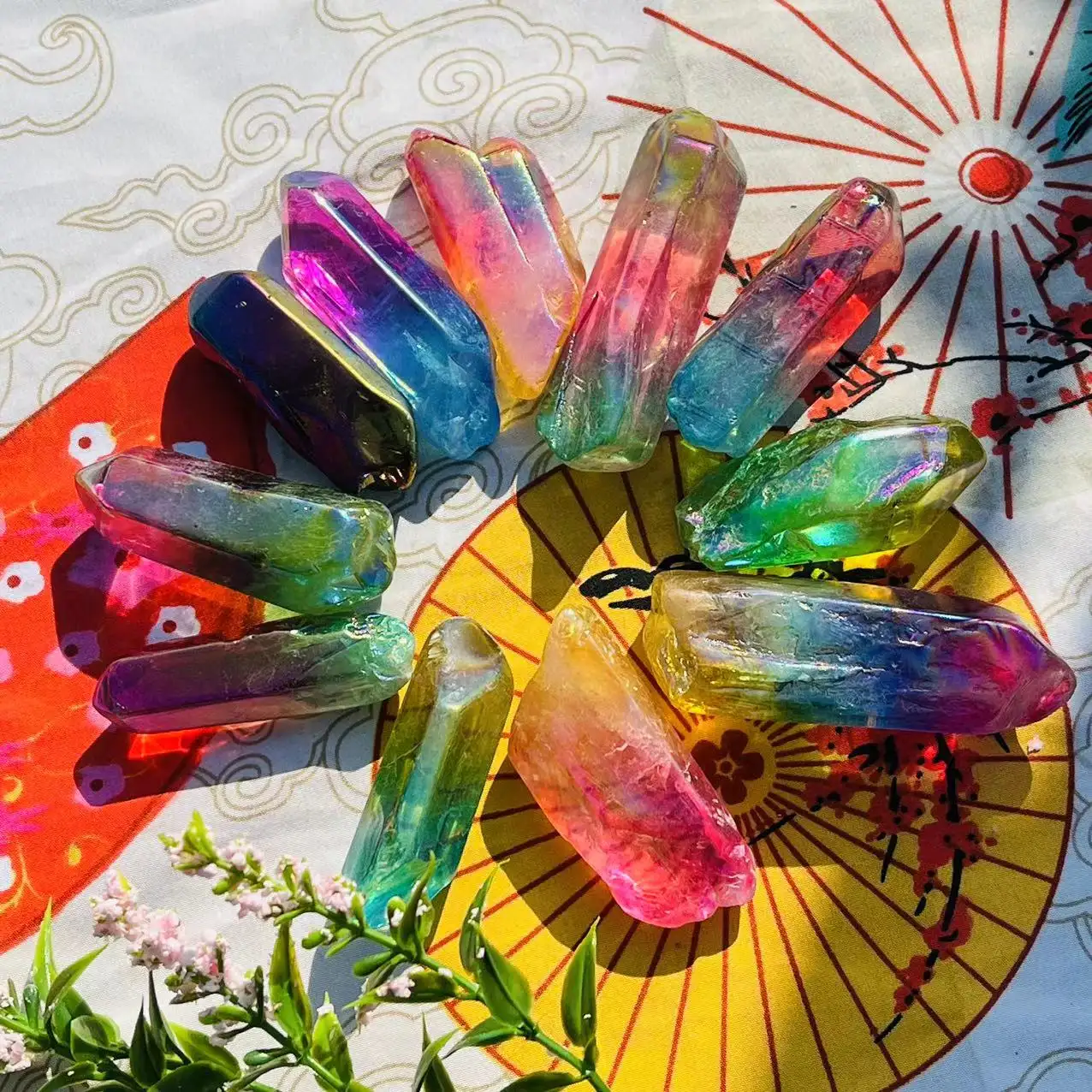 Wholesale Electroplated Color Crystal Quartz Cluster for Decoration