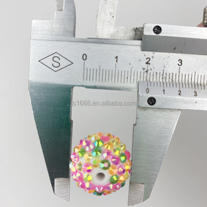 Cuentas redondas planas de plástico con diamantes de imitación de 20 mm de color pastel personalizadas para la fabricación de bolígrafos, cuentas gruesas tipo bola de discoteca para joyería, venta al por mayor. - Product Image 6
