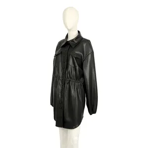 Abrigo largo de piel sintética con logotipo personalizado para mujer, chaquetas y abrigos largos, gabardina de fábrica, novedad, Primavera