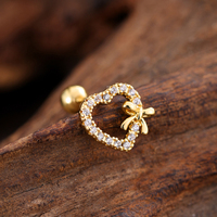Pendientes de Acero Inoxidable con Rosca Interna y Circonita Cúbica, para Tragus y Cartílago, con Parte Trasera Plana, Joyería de Moda para Piercing, Pendientes Tipo Stud, Joyería Corporal