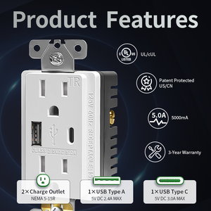 Best Smart Home Modern <strong>Usb</strong> Outlets Wall Electrical 15A <strong>Usb</strong> and Duplex Electrical Outlet Wall <strong>Usb</strong> <strong>Plug</strong> Charging <strong>in</strong> Bedroom - Product Image 3