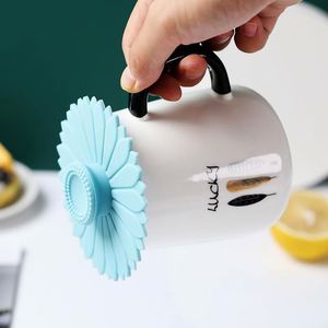 Food-Grade Silicone Sunflower Design Cup Lid Seals Dustproof <b>Drinkware</b> <b>Accessories</b> That Fit Tea Mug Glass Ceramic Cups - Product Image 1
