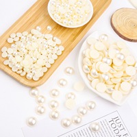 Perles en plastique ABS demi-rondes à dos plat, plusieurs tailles (3-16mm), blanc beige, pour décoration d'ongles, Zhejiang, 200g/sac, vente en gros