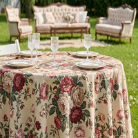 Nappe Ronde en Tissu Polyester Imprimé Floral de Haute Qualité pour Mariages et Fêtes en Extérieur, Taille Personnalisée, Faible MOQ, Vente en Gros
