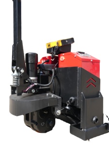 Transpalette Électrique 2 Tonnes de Capacité Moteur DC Utilisation Debout Intérieur Design Rouge et Noir - Product Image 3