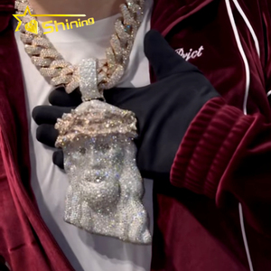 Gioielli Hip Hop, Ciondolo Gesù in Argento 925 Completamente in Moissanite, Ciondolo Personalizzato di Alta Qualità in Moissanite per <span class=keywords><strong>Uomo</strong></span>, Charm Iced Out - Product Image 2