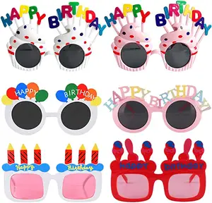 Alles Gute zum Geburtstag Sonnenbrille Foto Requisiten Lustige Sonnenbrille Süße Creme Kuchen Brille Kostüm Brille Lustige Neuheit für Geburtstags feier