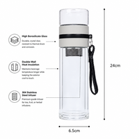 Bouteille d'eau en verre à Double paroi, gourde avec infuseur à thé, ml