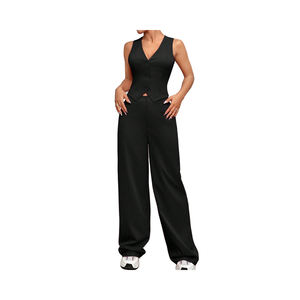 <span class=keywords><strong>Costume</strong></span> pour femme tendance et décontracté, <span class=keywords><strong>veste</strong></span> <span class=keywords><strong>sans</strong></span> manches à trois boutons, pantalon, <span class=keywords><strong>costume</strong></span> <span class=keywords><strong>de</strong></span> travail - Product Image 1