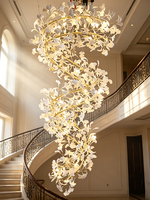 Lustre pour plafond haut, lustre en cristal de haute qualité, lampe suspendue pour salon, décoration de luxe, luminaire suspendu moderne pour escalier