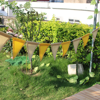 12 Pièces Guirlande de fanions triangulaires en toile imperméable de 3m, jaune beige, pour fête surprise, décoration de camping en extérieur, vente en gros
