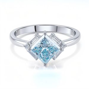 Bague de mariée en platine pour femme avec diamant fantaisie naturel taille ovale, élégante, taille H 1/2, bijoux de mode pour mariage de Noël lesbien - Product Image 4