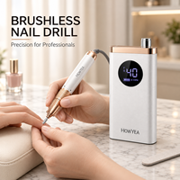 HOWYEA perceuse à ongles professionnelle en acier sans brosse polissage des ongles manucure outil Salon maison Rechargeable 40000 tr/min perceuse à ongles Machine