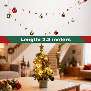 Aigostar 2.3M luci a LED a batteria 36 ornamenti oro rosso 2700K bianco caldo 2 modalità per piccoli alberi natale - Product Image 6