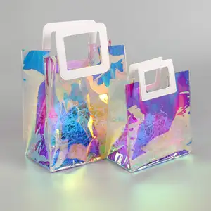 2022 nouveau design à la mode logo personnalisé holographique irisé étanche PVC sac fourre-tout clair sacs fourre-tout transparent pvc