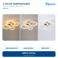 Plafonnier LED décoratif moderne pour chambre à coucher, 130W SMD2835, en fer PS, télécommandé, 3 CCT
