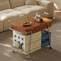 Table d'appoint mobile style Bauhaus, luxe léger, avec plateau relevable, en buis, pliable, bureau de chevet, table à manger avec rangement, pour usage domestique