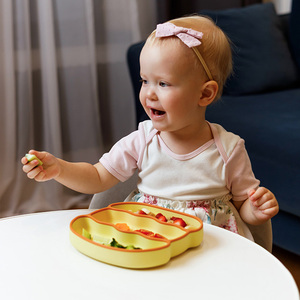 Ensemble d'alimentation pour bébé en silicone de qualité alimentaire sans BPA, assiette à ventouse bicolore avec séparateur de pain, vaisselle pour enfants - Product Image 2