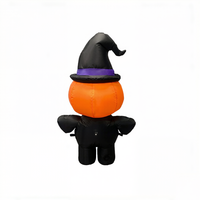 Luces LED Integradas para Exteriores, Decoraciones Duraderas para Fiestas de Halloween para Adultos, Calabaza Inflable de Poliéster, Sombrero de Bruja