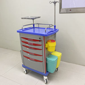 Carrito de plástico para tratamiento hospitalario de emergencia Abs a buen precio con cajones y bote de basura carrito de medicamentos - Product Image 5