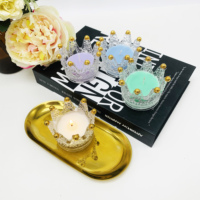 Décoration d'intérieur au design unique Pot en verre en forme de couronne en cristal mignon de mini taille Bougies parfumées naturelles Coffret cadeau