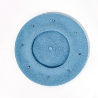 Boina de Lana con Pedrería y Diseño de Aliento de Bebé al por Mayor para Mujer, Gorra de Pintor Vintage a Rayas Transpirable para Otoño/Invierno, Sombreros de Moda OEM/ODM