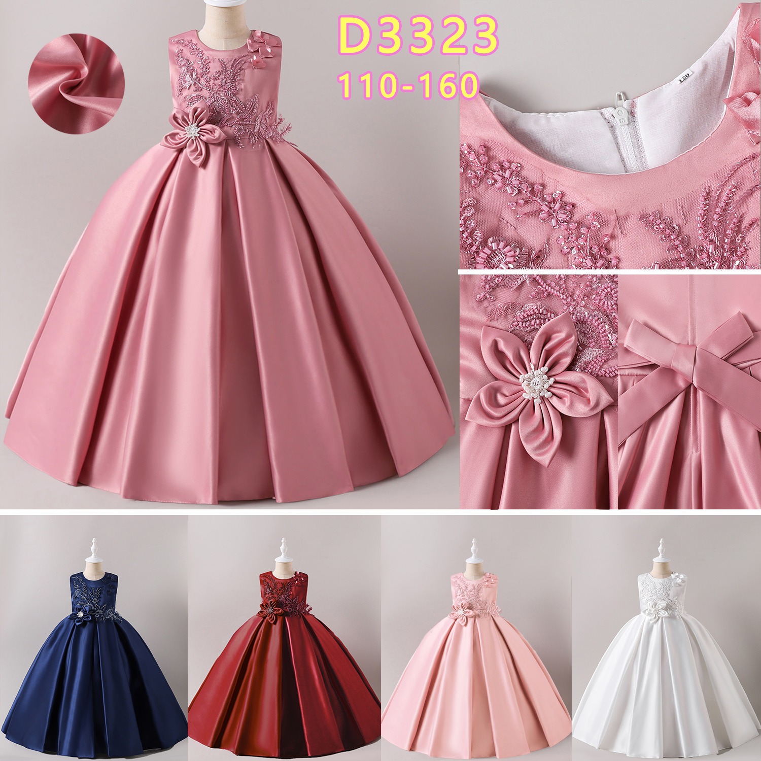flower girl dress satin