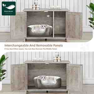 Meuble litière multifonctionnel pour chat avec double porte, toilettes pour chat, table d'appoint pour humain et animal domestique - Product Image 3