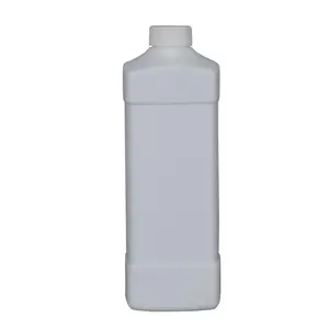 Bouteille en plastique carré recyclé en Stock vide blanc 1 litre, boîte en Carton d'impression d'écran cosmétique HDPE bouteille de shampooing personnalisée 1 pièce