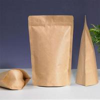 Sac en papier kraft brun autoportant avec petite fenêtre et fermeture éclair pour l'emballage alimentaire