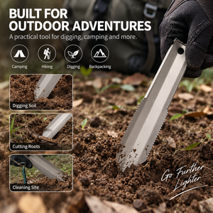 Pala de Camping Multifuncional de Titanio Puro, Pala de Jardín Portátil con Hoja Dentada, Pala para Excavar en el Exterior con Clip en Forma de U - Product Image 4