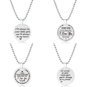 Ywganggu Customizable Stainless Steel Circular Necklace Unisex Commemorative Engraved Character Pendant For Parties And Gifts