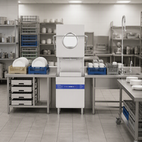 Lave-vaisselle automatique à grande vitesse en acier inoxydable pour restaurant commercial, hôtel, cuisine, avec commande tactile intelligente et cycles de lavage réglables