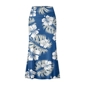 Fabricant Jupes midi pour filles en tissu extensible décontracté de créateur polynésien imprimé personnalisé populaire - Product Image 2