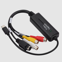 Adaptor Pengambilan Video Tipe C RCA S Video AV ke USB C Converter untuk VHS VCR DVD Digitizing Plug and Play