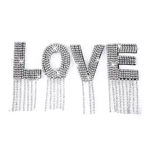 Handmade Garment Decoration Tassel Rhinestone Patches Embroidery 3d Iron-On Patch With Tassel