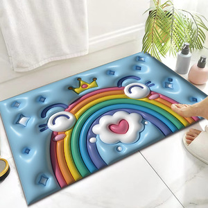 พรมเช็ดเท้ารูปหัวใจสีรุ้ง 3 มิติ ขนาด 40x60 ซม. กันลื่น ดูดซับน้ำ รูปทรงสี่เหลี่ยมผืนผ้า ลายการ์ตูน สำหรับห้องน้ำ ห้องอาบน้ำ ใช้ในบ้าน - Product Image 3