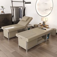 Nouveau Design 2023 Fauteuil de Lavage pour Salon de Coiffure à Circulation d'Eau, Thérapie Crânienne, Lit de Shampooing Électrique de Traitement Thaïlandais Avec Pédiluve Intégré