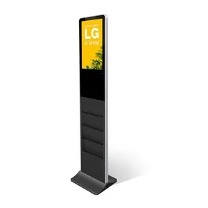 fashion 21.5 stand alone touch screen customized digital newspaper lcd brochure signage magazine holder totem