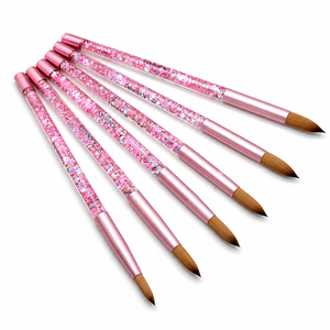 Pincel <span class=keywords><strong>de</strong></span> <span class=keywords><strong>Uñas</strong></span> Acrílico Kolinsky 100% con Mango Líquido Rosa Brillante y Pelo Kolinsky, Pincel Redondo 3D <span class=keywords><strong>para</strong></span> Manicura - Product Image 1
