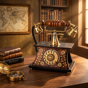 Teléfono de Latón Hecho a Mano, Modelo Decorativo de Inspiración Vintage, Adorno Retro para Escritorio, Decoración para Mesa de Oficina en Casa y Regalo - Product Image 3